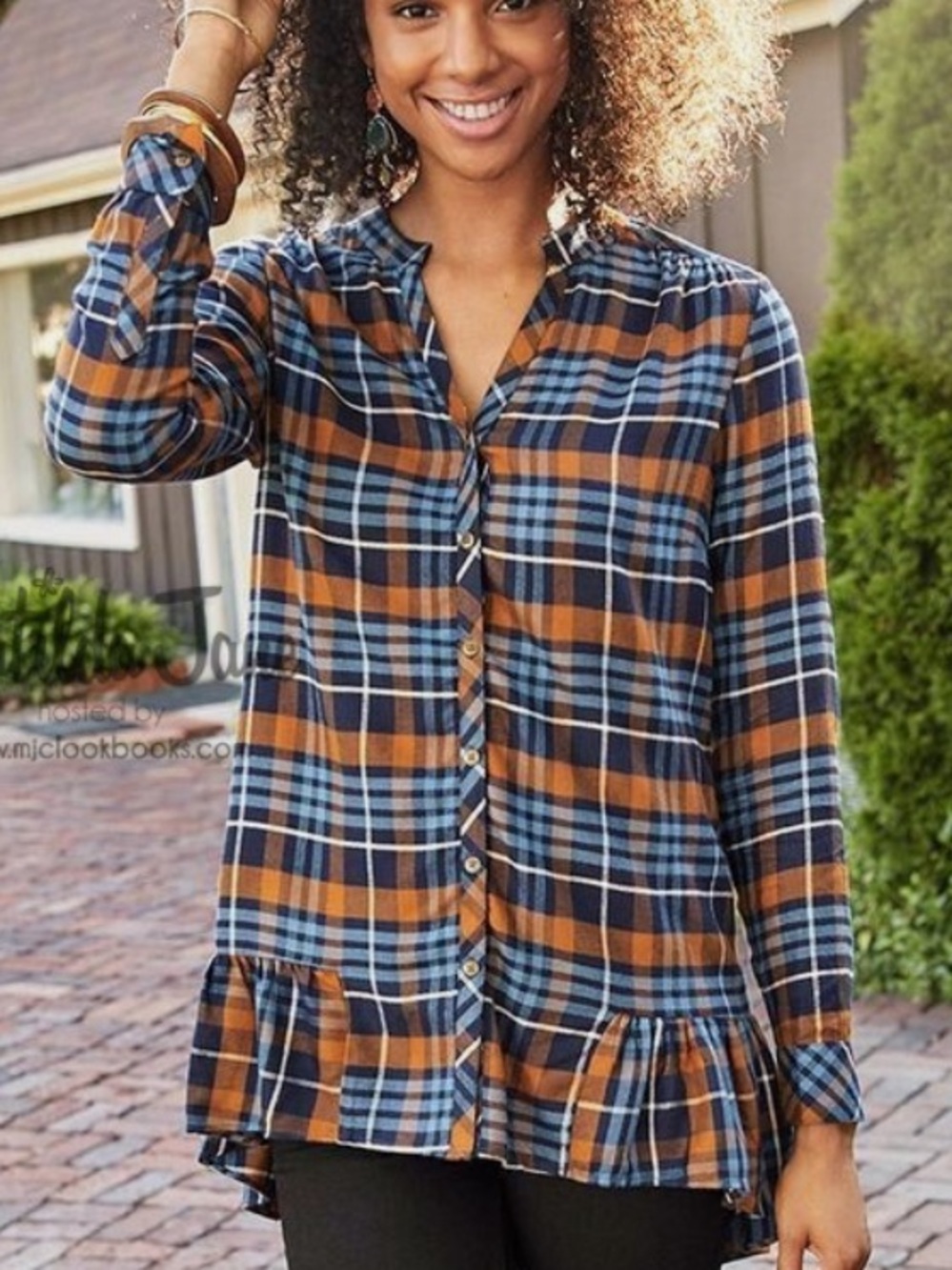Womens Matilda Jane Moments with you General Store Tunic size Small Rust & Blue